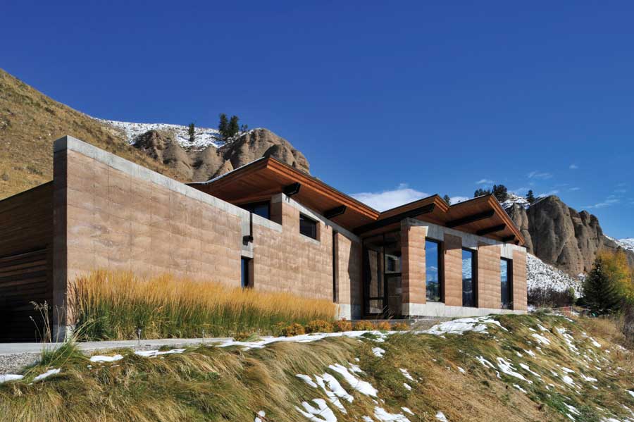 Steel beams help the roof stand up to the large snow loads and potential earthquakes. An inverted roof structure helps protect against the accumulation of ice as snow thaws and freezes.